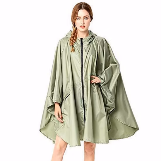 Hooded PVC PU Rain Poncho Waterproof Raincoat Jacket for Men Women Adults