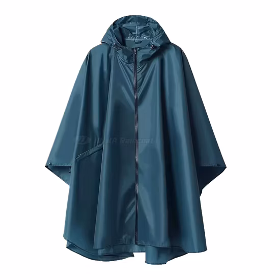 Hooded PVC PU Rain Poncho Waterproof Raincoat Jacket for Men Women Adults