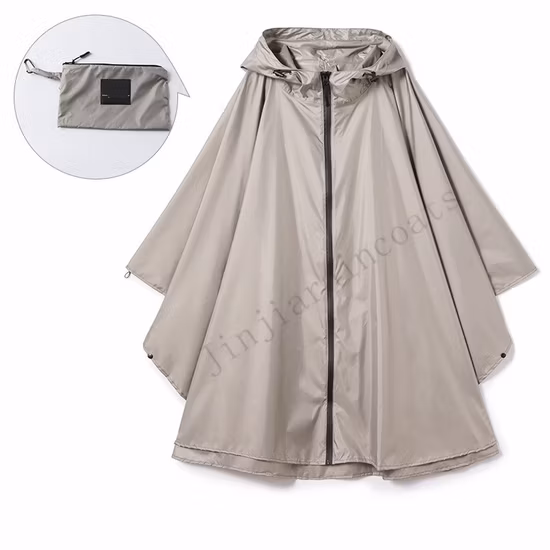 Hooded PVC PU Rain Poncho Waterproof Raincoat Jacket for Men Women Adults